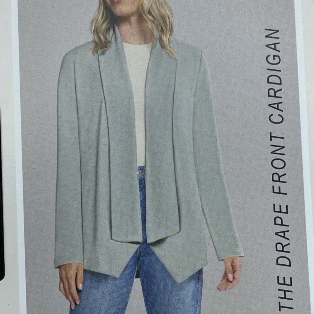 Max & Mia Drape Front Cardigan Light Olive Small d0620